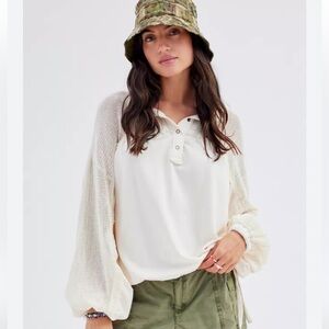 Urban Outfitters Out From Under Ivory Sienna Mesh Drapey Oversized Sweatshirt XS